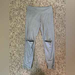 Victoria Sport Grey Full Length Active Performance Leggings with Knee Cutouts